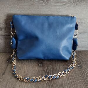 Chasse Wells Navy Blue Vegan Leather Shoulder Bag